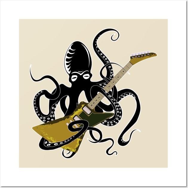 Kraken with explorer guitar Wall Art by Brash Ideas